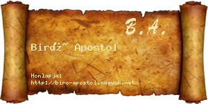 Biró Apostol névjegykártya
